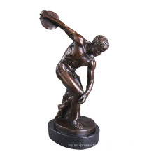 Sport Messing Statue Thtow Spieler Dekor Bronze Skulptur Tpy-299